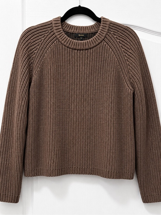 Quince Sweaters - Quince Women’s Brown Rib-Knit Crewneck Sweater